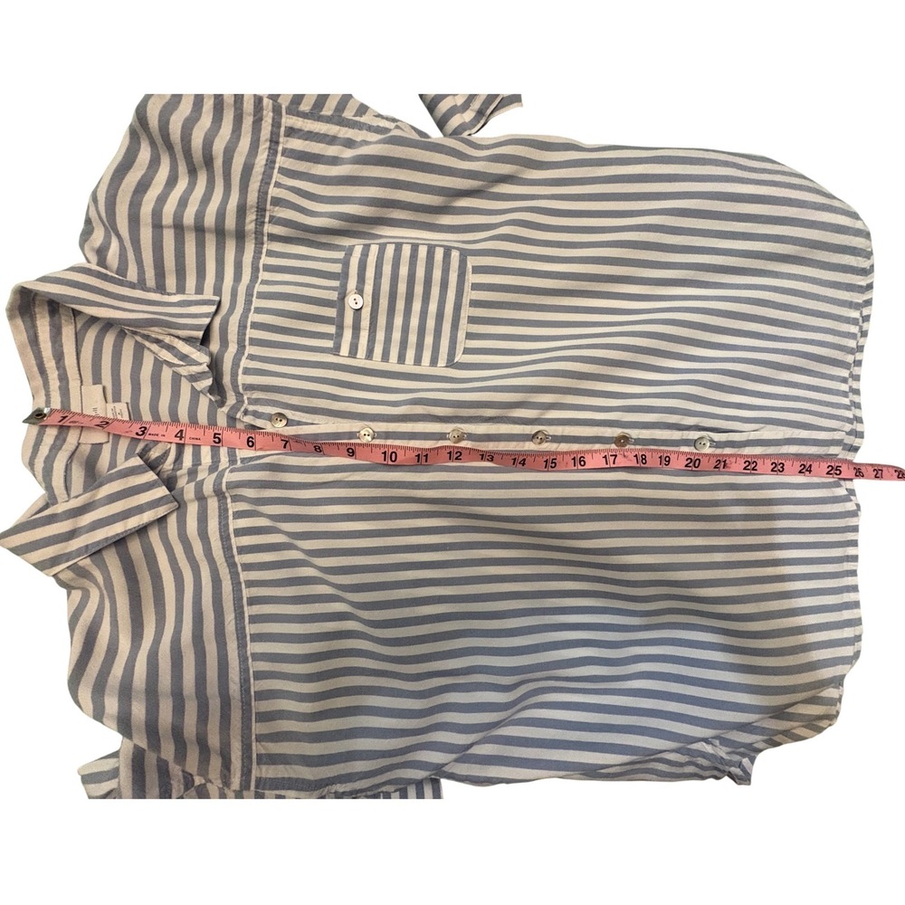 J. Jill Blue White Striped Tencel Lyocell Button Down Shirt Medium Petite 247612 - Picture 8 of 8